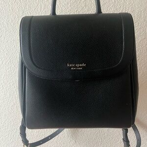 Kate Spade New York Black Leather Backpack Gold Hardware EUC